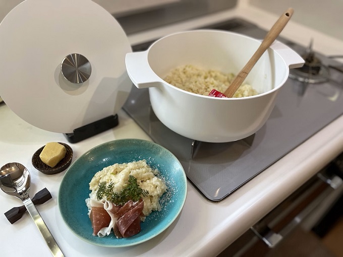リンナイの無水調理鍋レジェロで作るチーズリゾット | ガス器具ネット スタッフブログ